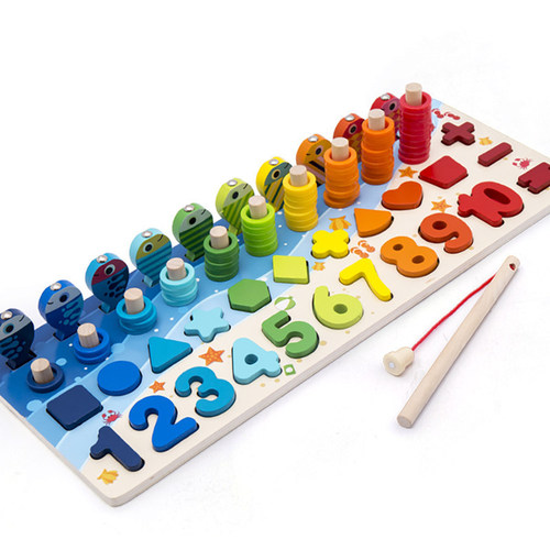 Children's magnetic fishing toys educational intelligence development digital assembly building blocks enlightenment early education 1-2-3 year old boys and girls