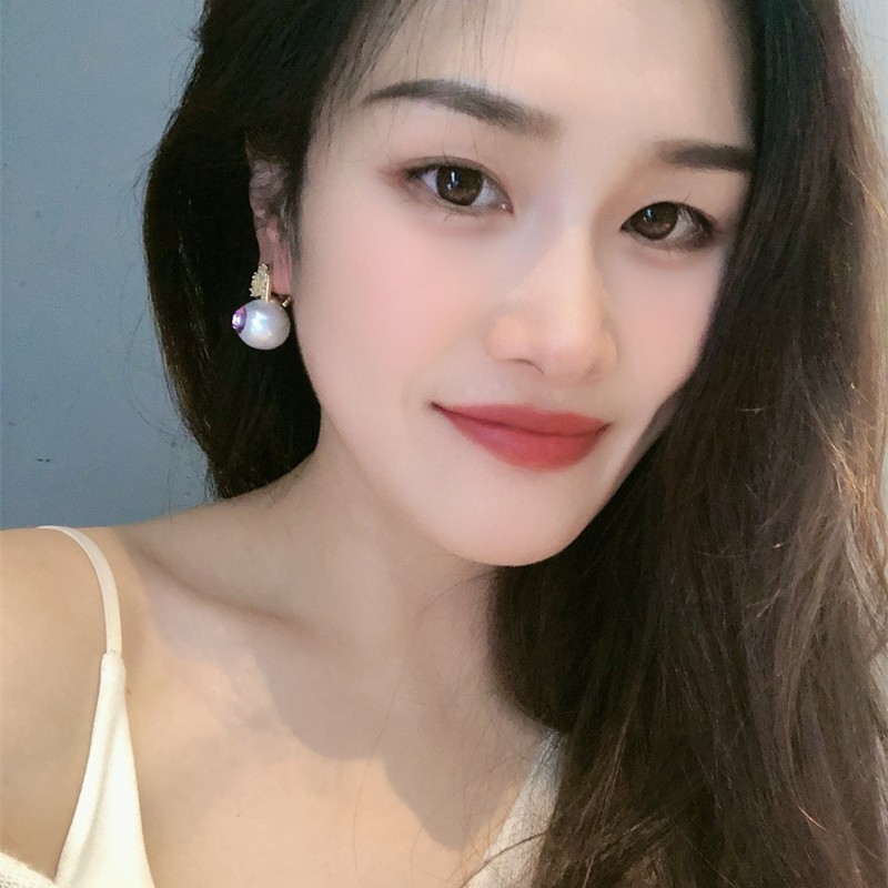 S925银针欧美重工镶锆打孔珍珠耳扣女宫廷风藏宝紫水晶耳环耳饰|undefined