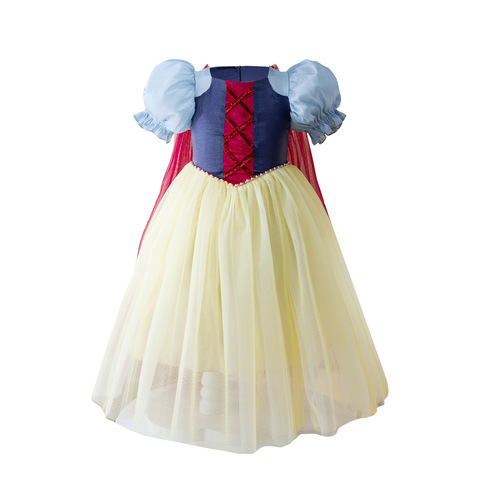 Elsa Princess Dress with Pom-Pom Net Gauze for Girls,  Ice Age Halloween Costume Dress for Children