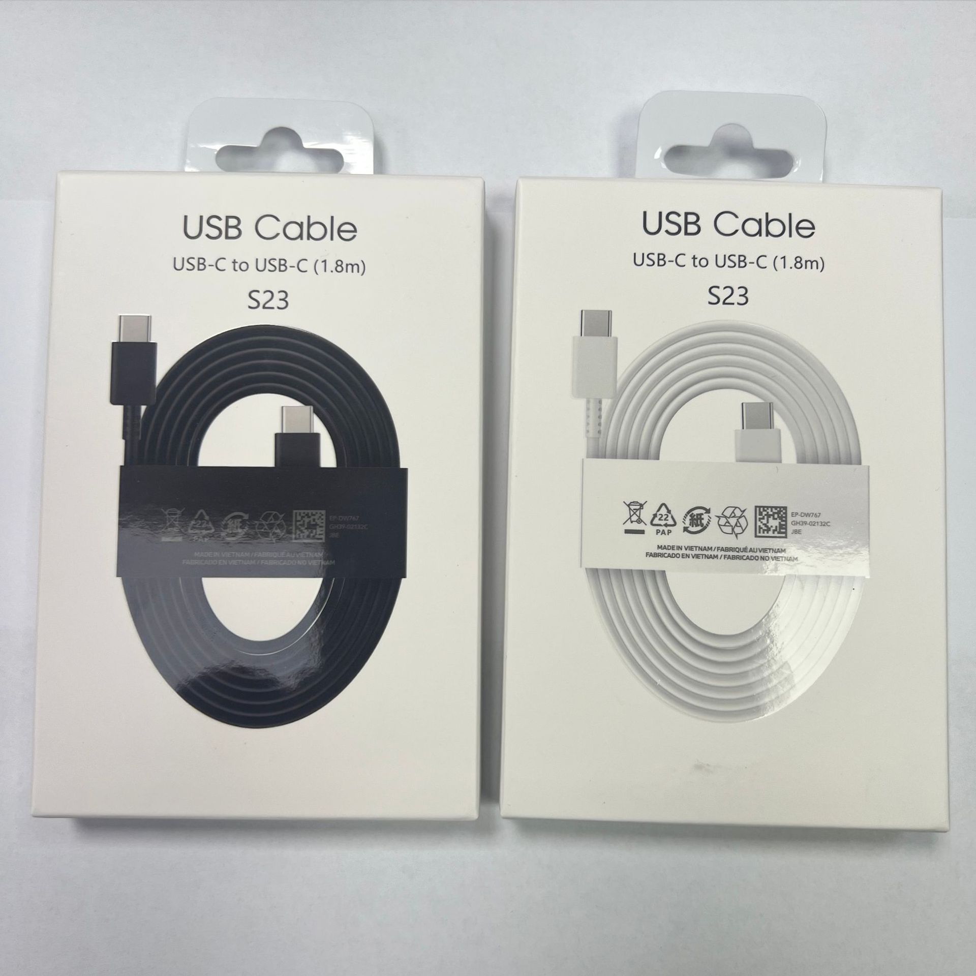 适用三星S22/S23数据线包装盒1.8m双Type-C cable数据线彩盒