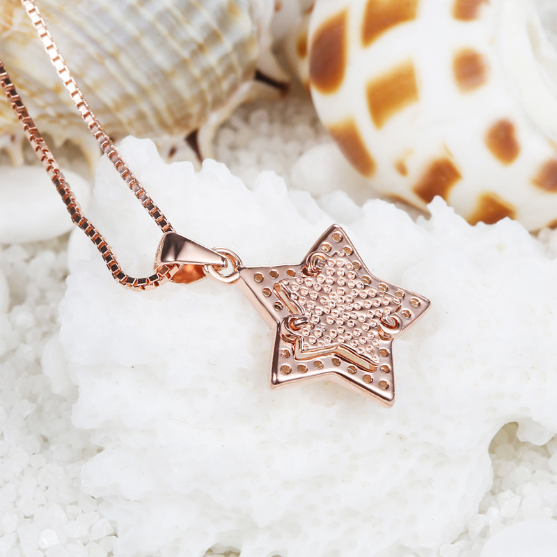 S925 plata japonesa y coreana zircon clavícula pequeña nueva estrella accesorios colgante collar de viento dulce al por mayor