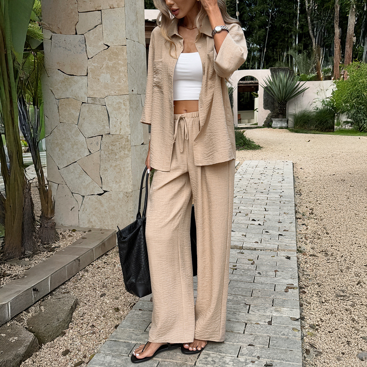 Women's Clothing Elegant Long Sleeved Top Set For Women Versatile Long-Sleeved Top Set Offers Comfort Spring Summer Two Piece Set_ecoleips.com