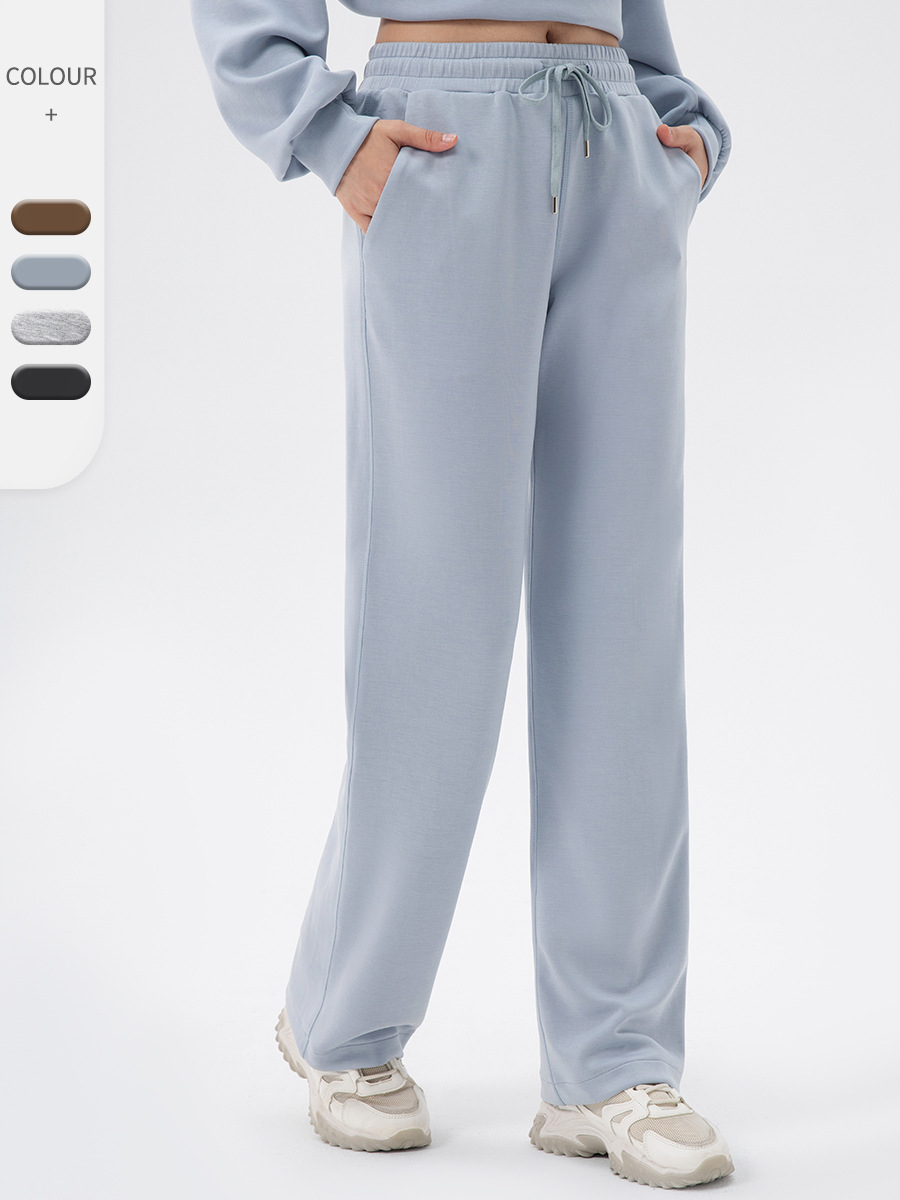 女性の秋冬のヨガのスポーツのズボンのモーダルのゆったりしているレジャーのランニングのズボンの高腰のフィットネスのストレートなズボンの42311