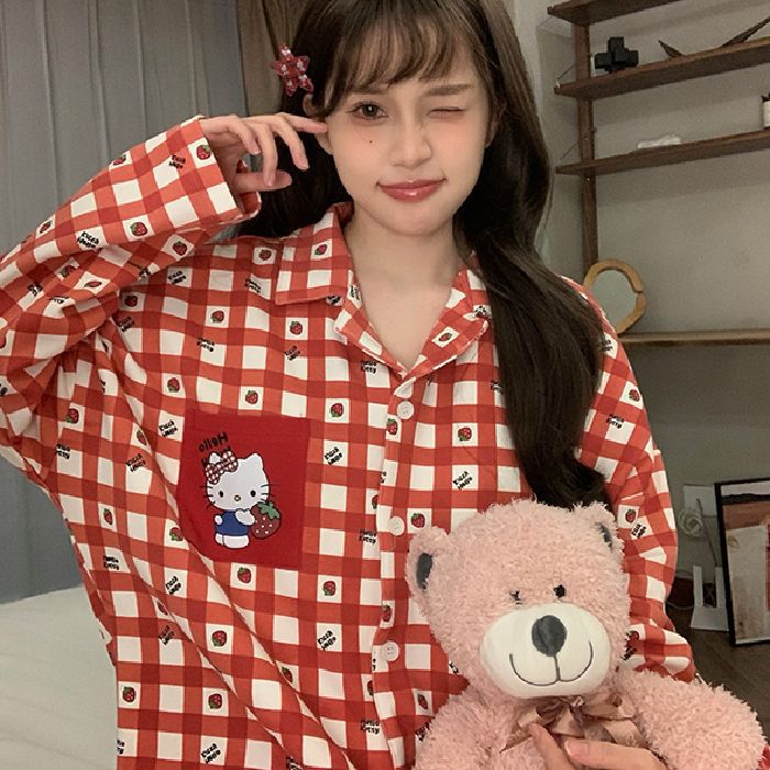 Al por mayor transfronterizo otoño nuevo cardigán pijama de mujer pull-frame algodón pantalones de manga larga con solapa set de ropa casera casual