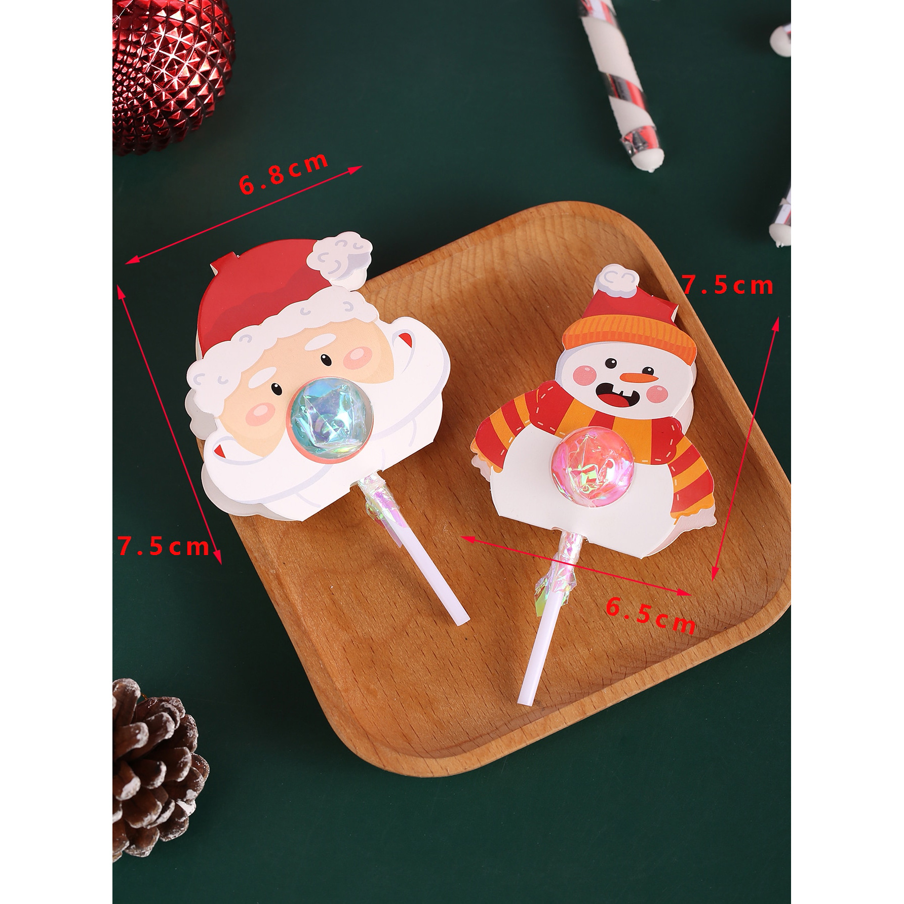 圣诞雪人麋鹿造型棒棒糖装饰卡片现货彩色可爱卡通圣诞节创意糖纸