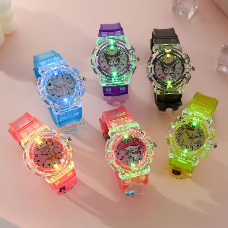Cartoon Sanrio Kuromi Luminous Electronic Watch for Women, Primary and Secondary School Students, Children's Watch, Digital Pointer Quartz Watch Cartoon Sanrio Kuromi Luminous Electronic Watch for Women, Primary and Secondary School Students, Children's Watch, Digital Pointer Quartz Watch