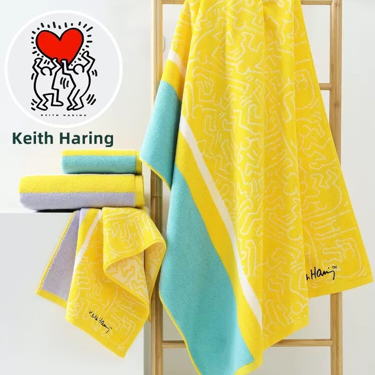 Gold towel wholesale case Halin joint name art graffiti men and women couple absorbent soft high-end towel group purchase Gold towel wholesale case Halin joint name art graffiti men and women couple absorbent soft high-end towel group purchase