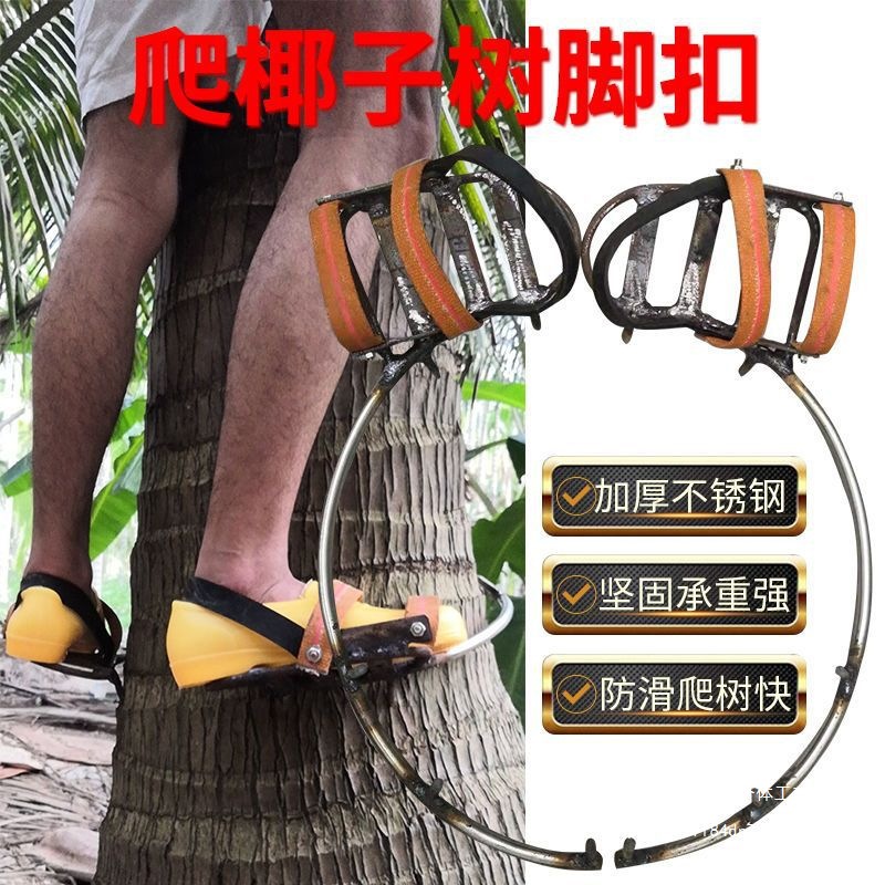 爬椰子树脚扣加厚不锈钢摘椰子脚扣专业爬椰子树摘椰子工具