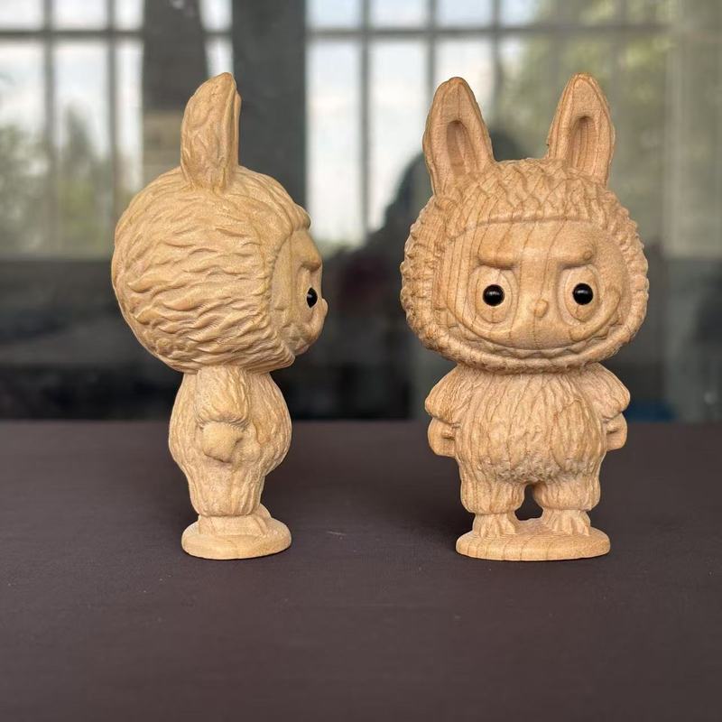 ラブブピーチウッド彫刻工芸品クリエイティブ木製装飾品ハンドピースかわいい子供のおもちゃホームオフィスハンギング|undefined