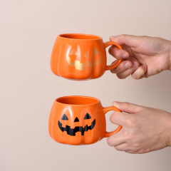クリエイティブハロウィーンギフトカボチャ陶磁器カップレトロ漫画カップルカップ祝日マグカップセラミックカップ