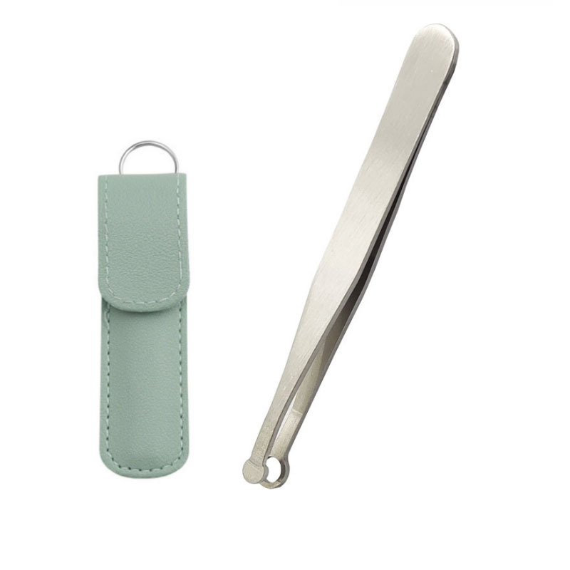 Acero inoxidable cabeza redonda anillo nariz pelo tijeras prensa en forma de nariz pelo clip nariz pelo cuchillo cuero cubierta barba trimmer belleza herramienta