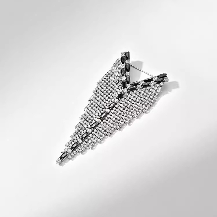 Broche de borlas con cristal brillante broche de lujo para mujer_voghion.com