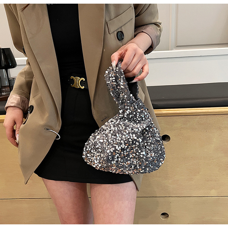 112g Weight Polyester Lining Material Sequins Fashion Element Open Closure Type Top Handle Strap Type Handbag, Evening Bag Bags Type Holiday, Party Occasion Sequin Material Solid Color Pattern All Seasons Season Women's Gender Vintage Style, Classic Style Style Square Shape Small Size Women's Small Sequin Solid Color Vintage Style Classic Style Sequins Open Evening Bag 15