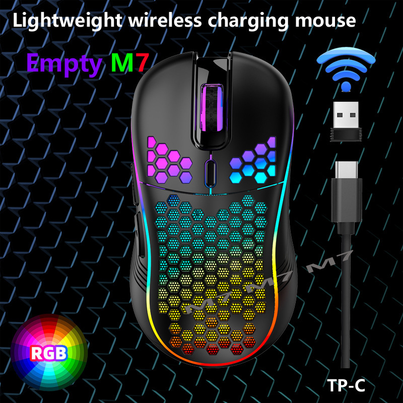 M7 Hollow Wireless Mouse Lightweight Office Gaming Backlit Computer Mouse 7200dpi Source Factory Cross Border_voghion.com