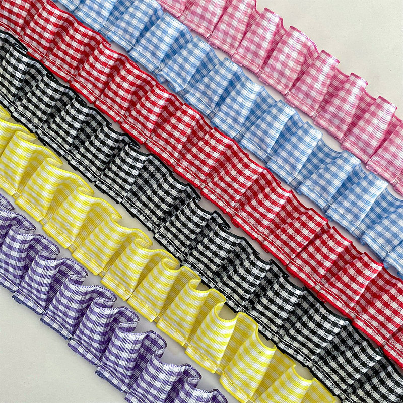 Wholesale 2.5cm Plaid Pleated Lace DIY Clothing Curtain Ruffle Pleated Trim Material Pleated Edge Small Chanel Style Wholesale 2.5cm Plaid Pleated Lace DIY Clothing Curtain Ruffle Pleated Trim Material Pleated Edge Small Chanel Style