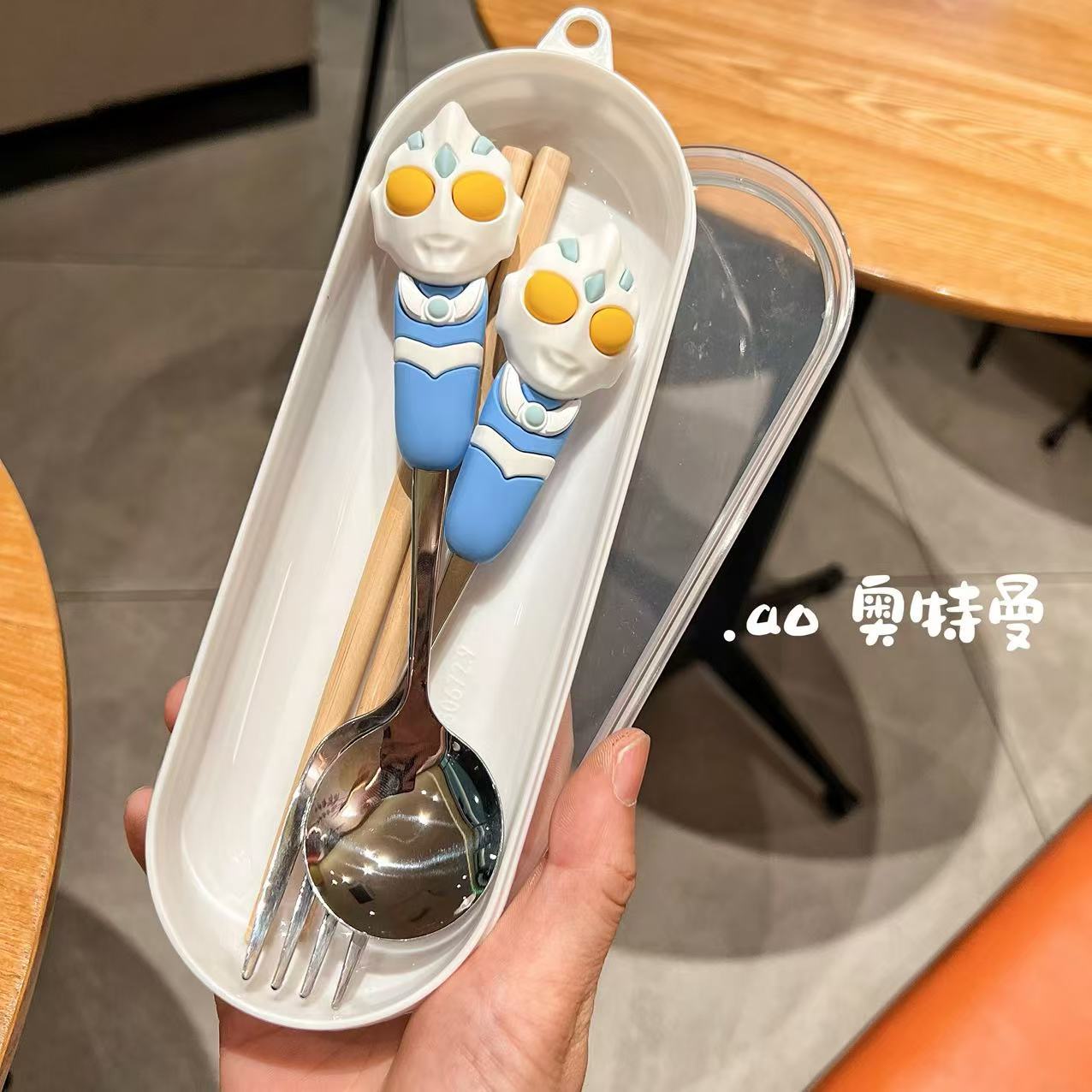 블루 울트라 스푼, 포크, 젓가락 (흰색 원형 상자)