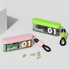 4コンパートメントの長いピルボックス、薬の包装と保管ボックス、ポータブル防塵、1日3食、超ミニピルボトル収納ボックス
