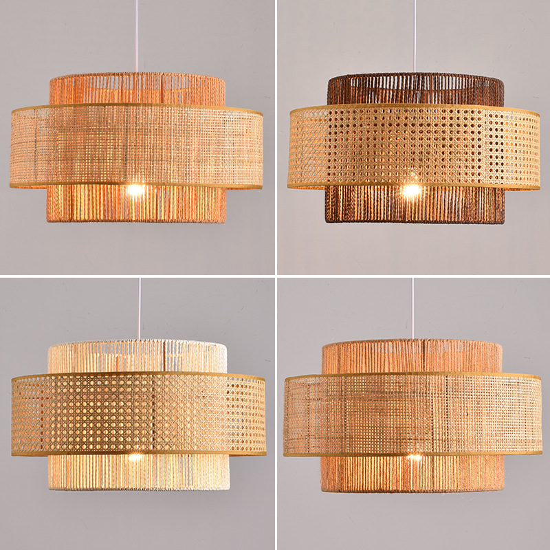 Estilo japonés araña de cuerda de cáñamo de estilo silencioso Zen salón de té B & B retro restaurante de estilo industrial dormitorio Nueva lámpara de restaurante de estilo chino