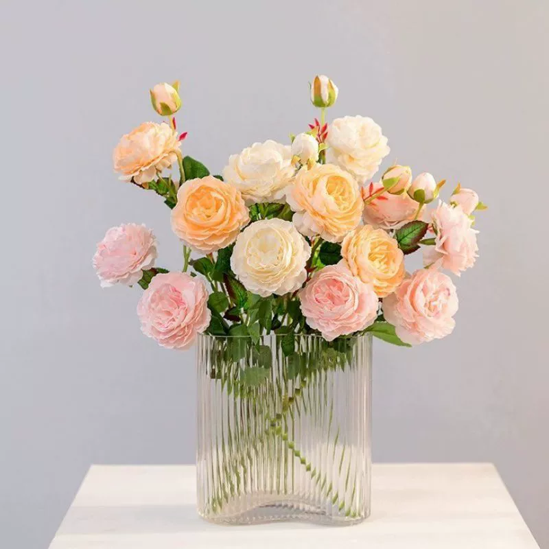 [Artificial flower bouquet peony rose dried flower home dining table arrangement peony ornament silk flower]