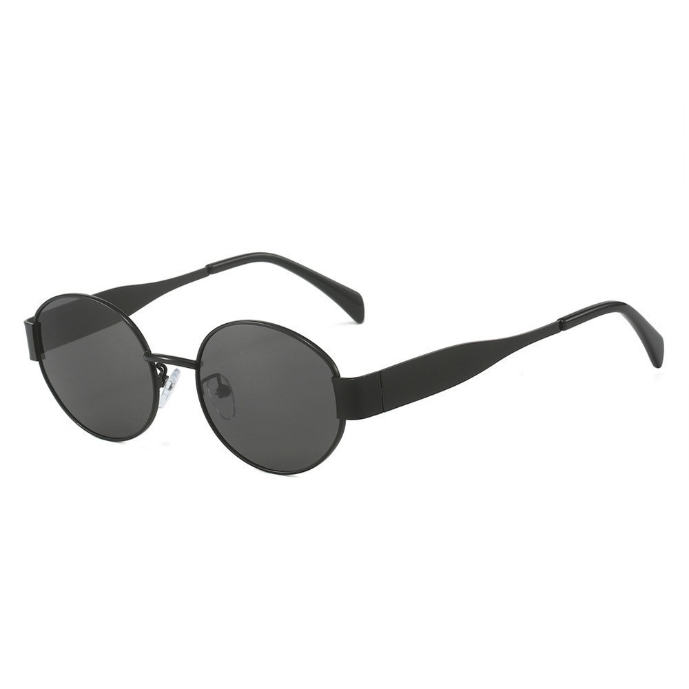 Gafas de sol de ojo de gato para mujer Arco de Triunfo Gafas de sol de cara pequeña de metal Gafas de sol de color marrón de marco pequeño retro francés ovaladas