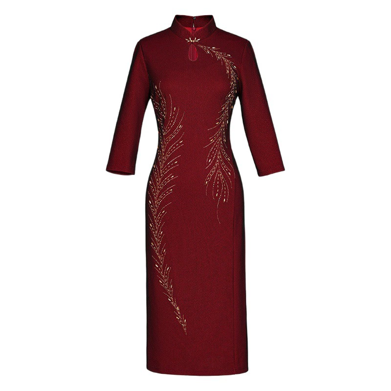 Составные сетчатые бусы для ногтей тонкие, тонкий воротник, улучшенная версия Cheongsam свадебный банкетный костюм