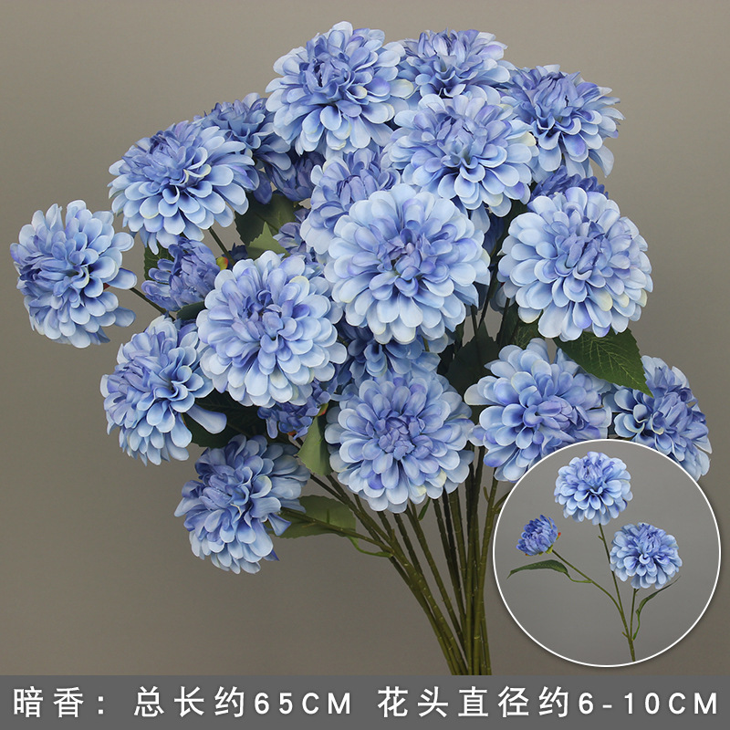 10本の青い色のシミュレーションの花の室内の絹の花の結婚祝いの装飾の花の生け花は造花の天井の花の路の花を並べます。|undefined