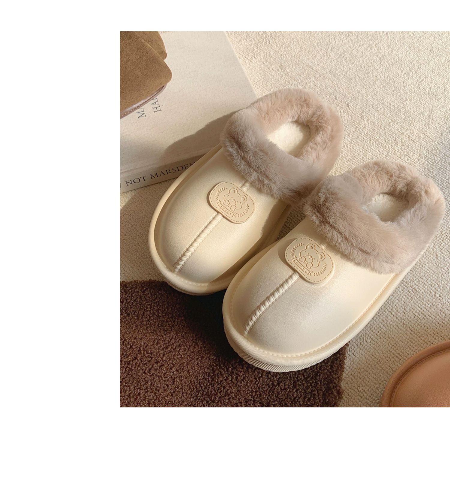 Korėjietiško stiliaus madingi drabužiai viduje ir lauke su pašiltinimu ir patogiomis medvilninėmis šlepetėmis, pliušiniu minkštu padu, paprasti_voghion.com