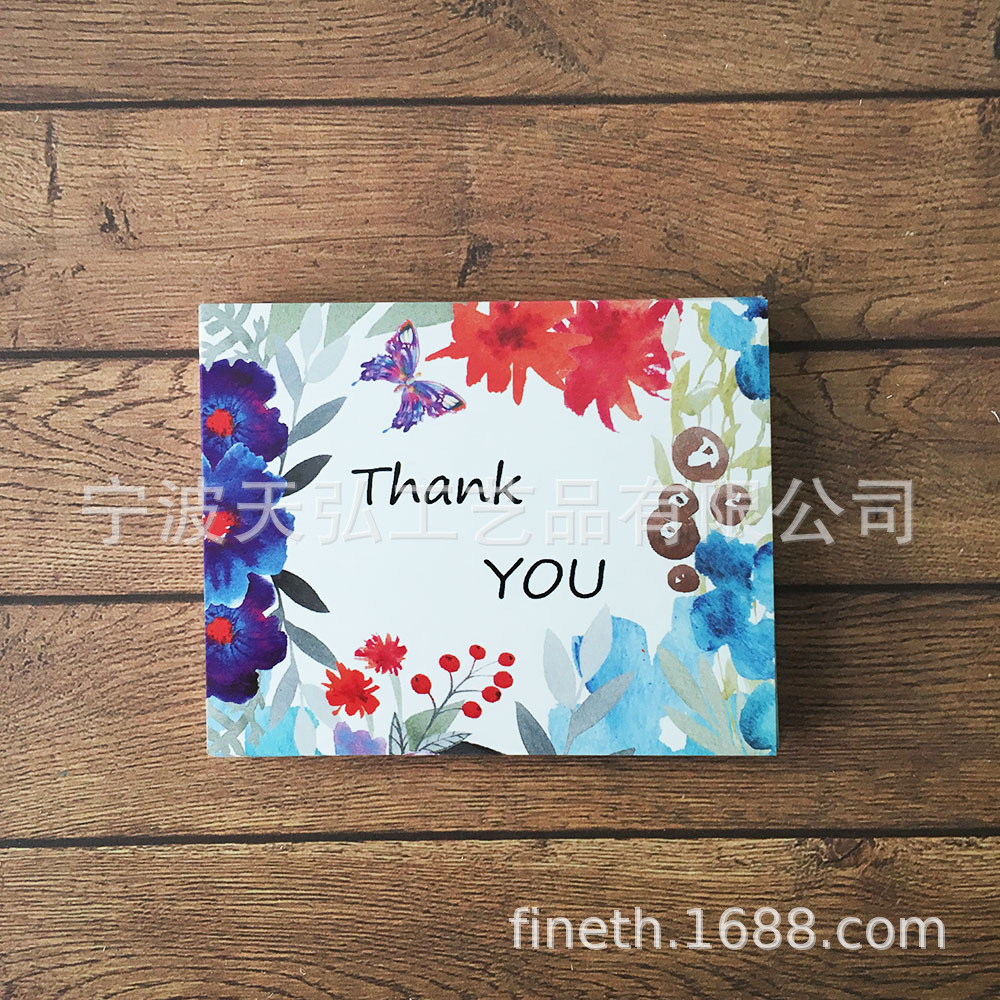 迷你单面印刷欧式唯美水彩印花thank you card卡片  礼物留言卡