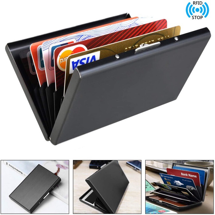 Haituo genuine card box stainless steel card holder credit card box black stainless steel bank card box metal card case Haituo genuine card box stainless steel card holder credit card box black stainless steel bank card box metal card case