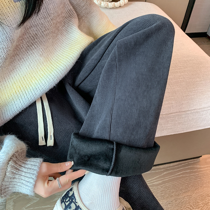 灯芯绒阔腿裤女2025秋冬新款休闲时尚拖地裤高腰宽松垂感直筒裤子