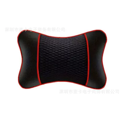 Car Headrest, Car Neck Pillow, Full Leather Polyester Mesh, High Elastic Independent Pillow Core, Breathable Seat Pillow (Headrest) - mesh-headrest-red-line-one-pack