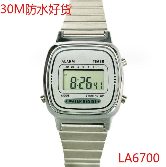  retro Digital Watch 159W, унисекс, 30 м водостойкость, металлический ремешок