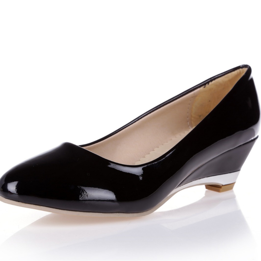 대외 무역 슬로프 힐 PU 달콤한 모든 경기 플러스 사이즈 한국 여성 신발 하이힐 해외 무역 스몰 사이즈