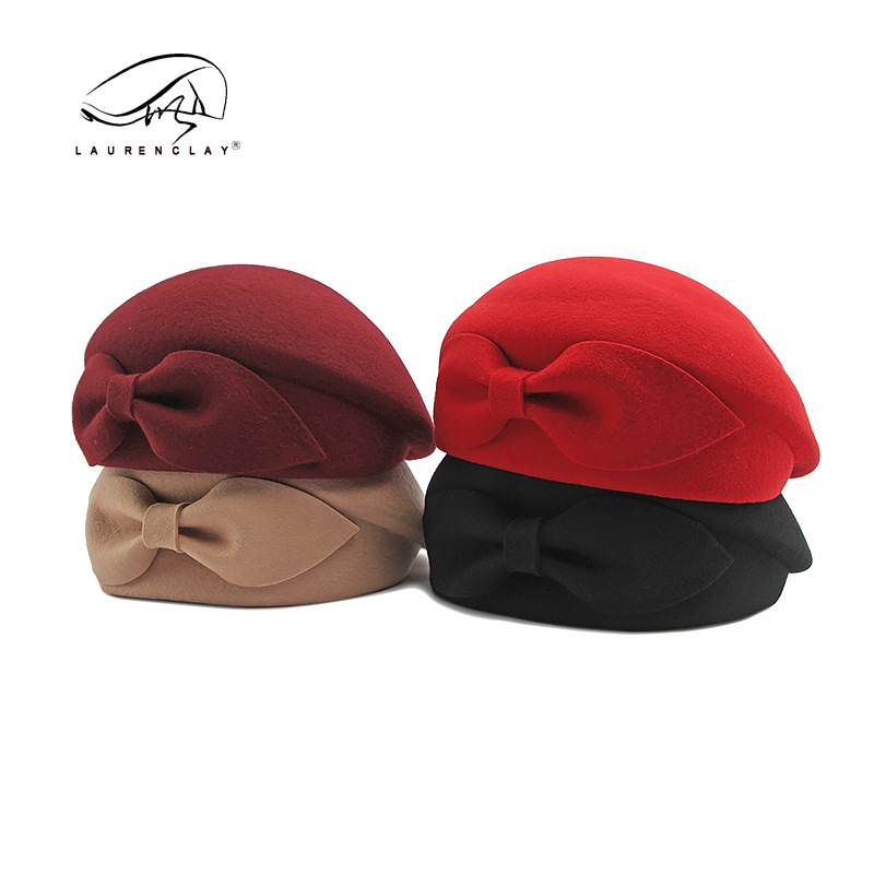 Estilo europeo y americano sombrero de mujer Otoño e Invierno Nueva boina de lana estilo coreano elegante boina retro británica sombrero de azafata moda