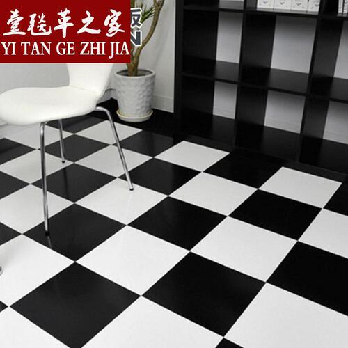 IYR7 Ultra-Durable Rubber Flooring with Thickened PVC, Household Eco-Friendly Waterproof with Carpet Adhesive, Black and White Grid Rubber Flooring for Streets