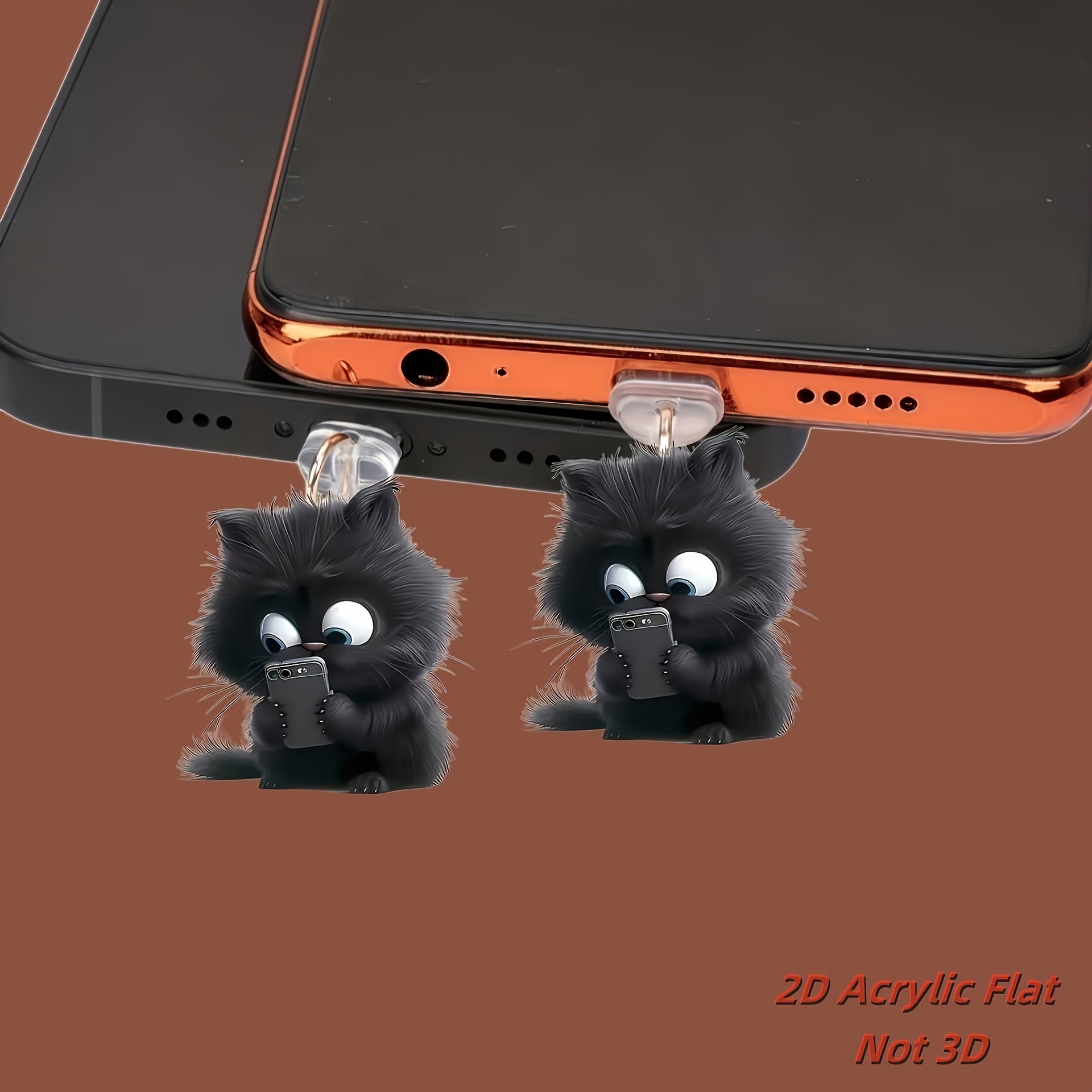 Nuevo acrílico plano transfronterizo para ver el teléfono móvil gato enchufe a prueba de polvo image 2
