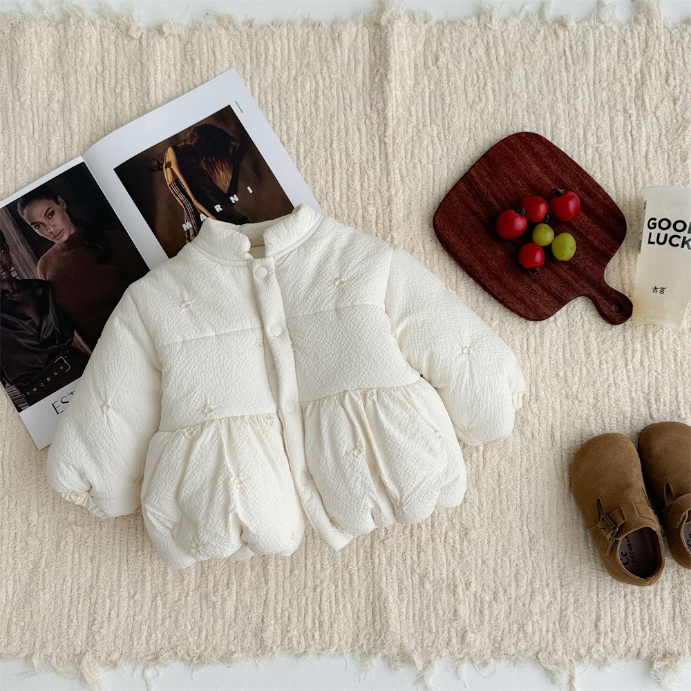 Chaqueta de algodón cálida gruesa de invierno para niñas, chaqueta de estilo occidental para bebés lindos y súper lindos, chaqueta de algodón de invierno cálida para bebés y niños pequeños