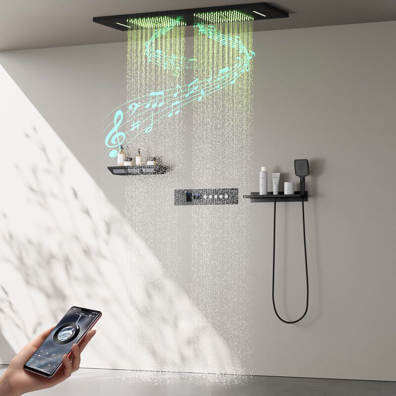 New brass concealed digital shower suit canopy ceiling constant temperature concealed embedded shower 900*300mm