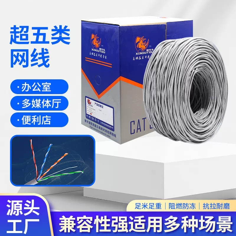 超五类非屏蔽铜包铝网线成品短米10-100米监控POE专用网络连接线