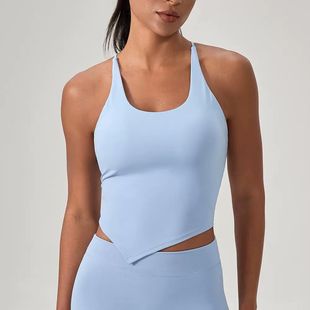 European and American Yoga Sports Vest with Chest Pad for Women Breathable Nude Yoga Top Running Fitness Vest European Size