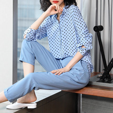 2025春秋波点印花衬衫女通勤白领长袖衬衣真丝桑蚕丝气高端质上衣
