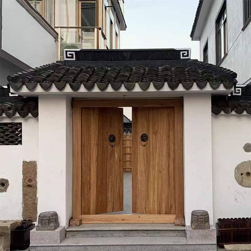 Old Elm Entrance Door Chinese Courtyard Courtyard House Entrance Door Retro Double Door Flat Door Solid Wood Door