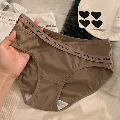 Seamless underwear women's letter sports style pure desire ice silk thin pure cotton cotton crotch girls sexy briefs