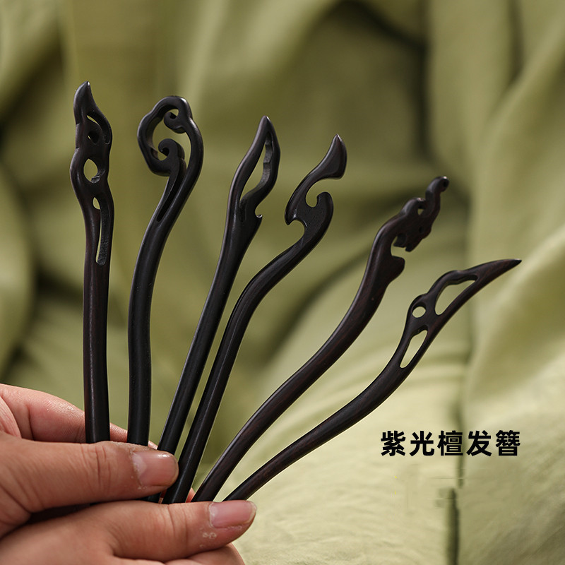 Factory wholesale purple sandalwood hairpin antique hair accessories Chinese ebony Chinese clothing headdress tea cheongsam hair pin