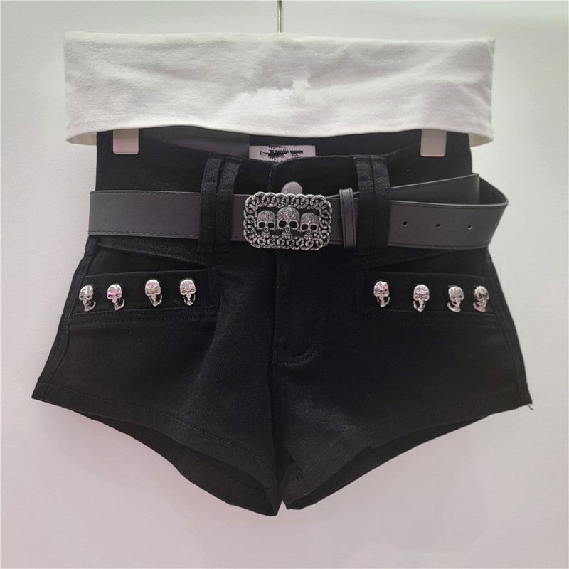 Pantalones Cortos de Mezclilla Ajustados de Cintura Baja Estilo Desgastado image 2