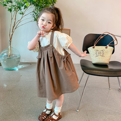 女童套裝2024新款洋氣寶寶夏裝短袖衣服兩件套夏款裙子兒童連衣裙