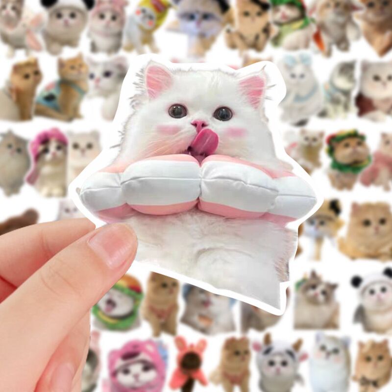 130张宠物猫贴纸高颜值可爱治愈系贴画DIY装饰手机手账桌面自粘贴|undefined