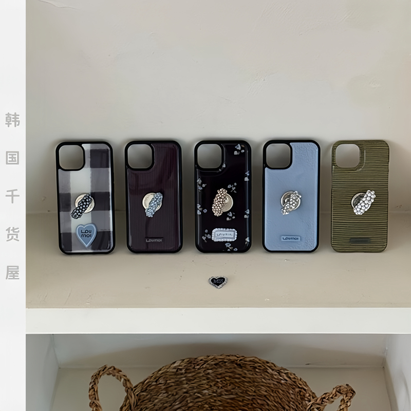 South Korea Ins Style iPhone16promax Gel Drop Phone Case 14 Apple 15Pro Full Covering Black Edge 13 Women's 12