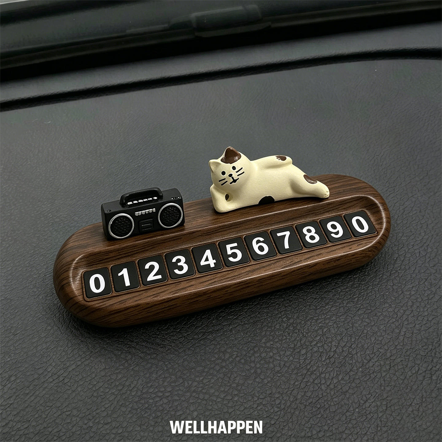 Cross-Border New Product: Lying Cat Car Temporary Parking Number Plate, In-Car Decoration, Mobile Phone Number Plate for Moving Cars