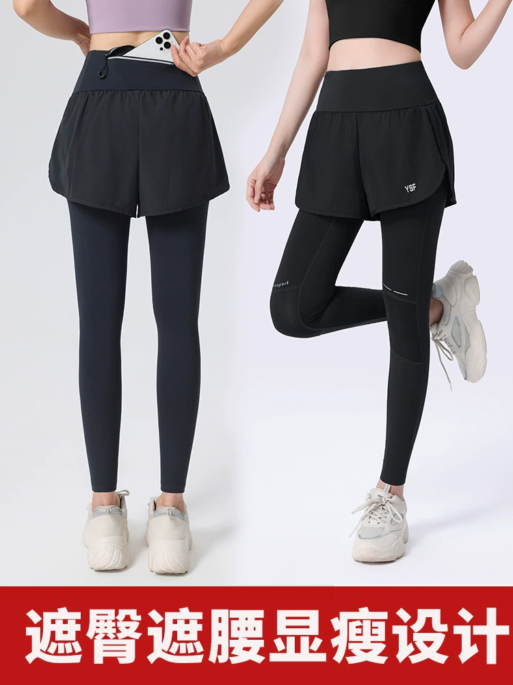 Спортивная йога одежда, спортивные л leggings с шортами, комплект, брюки, быстросохнущее белье для коррекции формы бедер, высокая талия, для бега, плюс размер